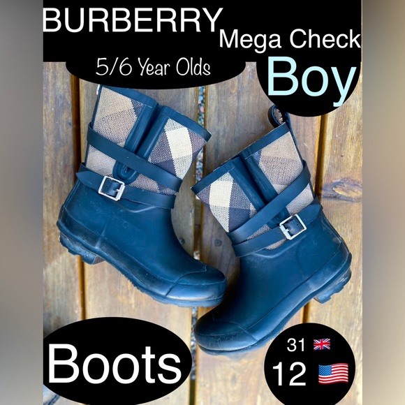 BURBERRY Boy Mega Check Winter/Rain Boots🔥VGUC🔥🇬🇧31/🇺🇸(12/13),5-6 Year old - Picture 17 of 17